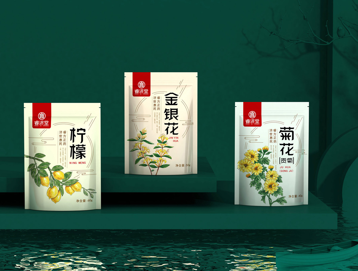 睿济堂花茶产品包装策划设计，高端花茶包装策划设计|上海中药饮片包装设计公司