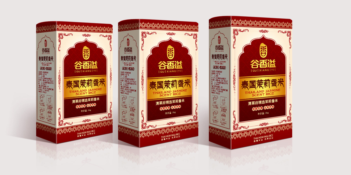 泰国茉莉香米包装设计，上海大米包装设计公司，进口大米包装设计，大米包装设计公司，高端大米礼盒包装设计