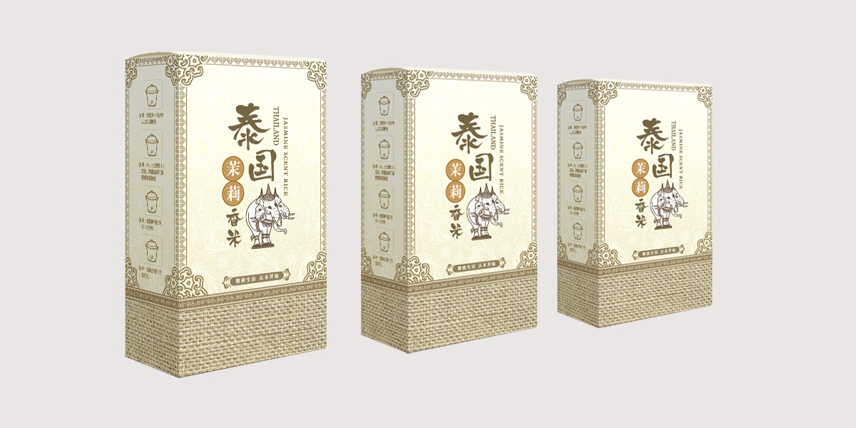泰国茉莉香米包装设计，上海大米包装设计公司，进口大米包装设计，大米包装设计公司，高端大米礼盒包装设计