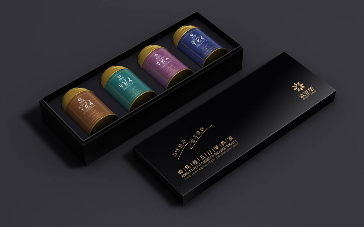 欧菲斯时尚风潮小罐茶包装设计,五行养生茶包装设计公司,上海包装设计公司,食品包装设计公司