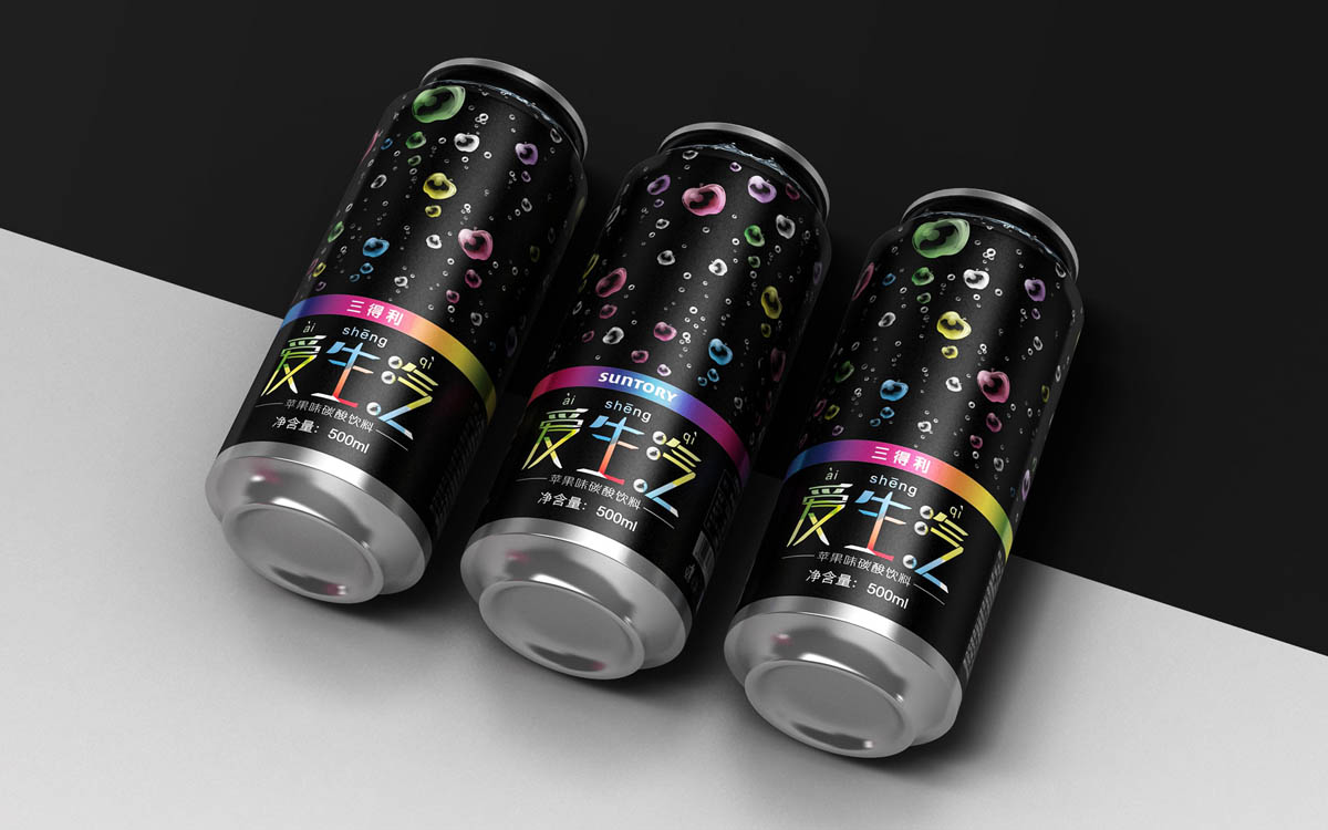 三得利碳酸饮料包装设计,上海饮料包装设计公司
