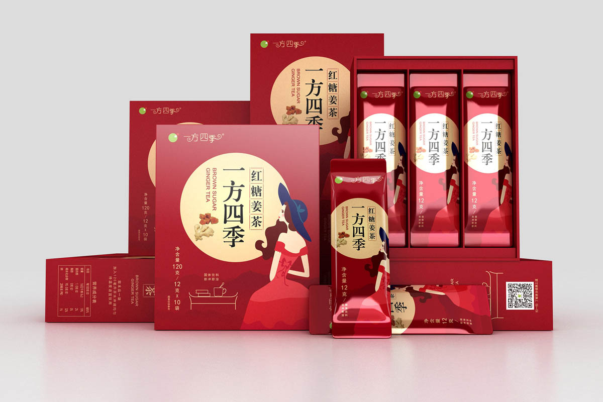 中国红时尚红枣姜茶包装设计,保健品固体饮料包装设计,上海包装设计公司,药品包装设计公司