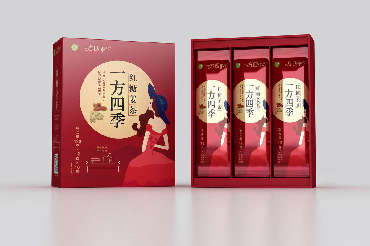 中国红时尚红枣姜茶包装设计,保健品固体饮料包装设计,上海包装设计公司,药品包装设计公司