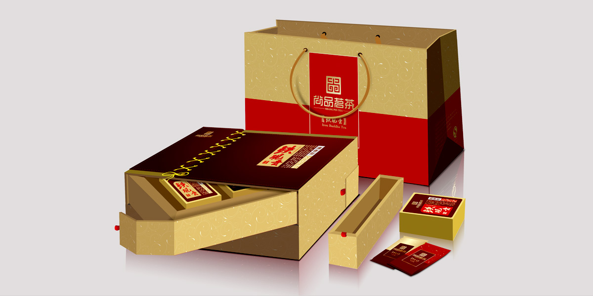上海茶叶包装设计、尚品茗茶红茶包装设计，大红袍包装设计