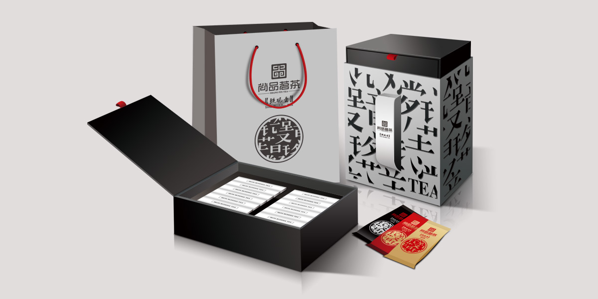 上海茶叶包装设计、尚品茗茶红茶包装设计，大红袍包装设计